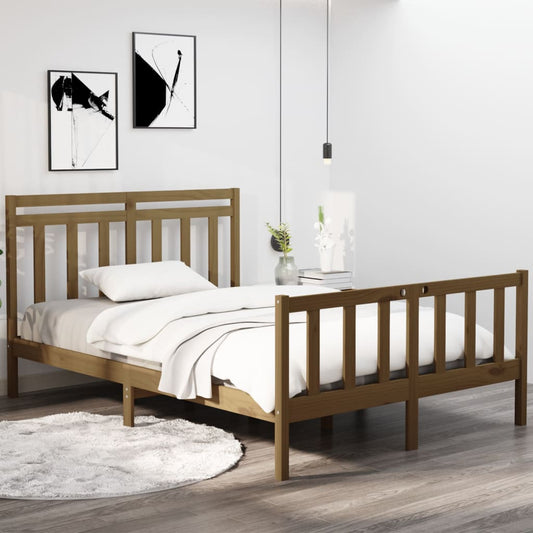Berkfield Bed Frame Honey Brown Solid Wood 140x190 cm