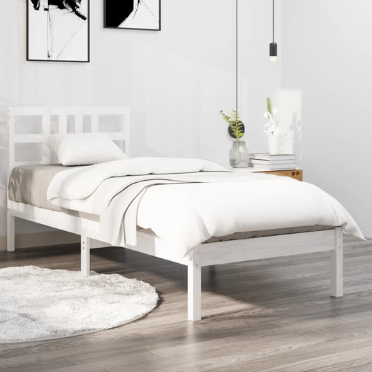 Berkfield Bed Frame White Solid Wood 90x190 cm Single