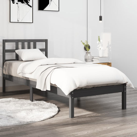 Berkfield Bed Frame Grey Solid Wood 90x190 cm Single