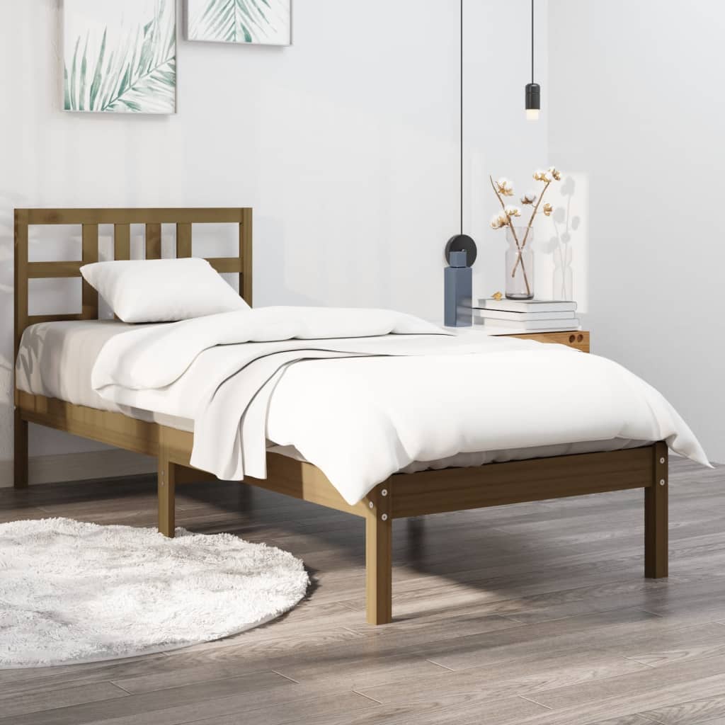 Berkfield Bed Frame Honey Brown Solid Wood 90x190 cm Single