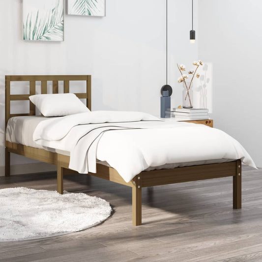 Berkfield Bed Frame Honey Brown Solid Wood 90x190 cm Single