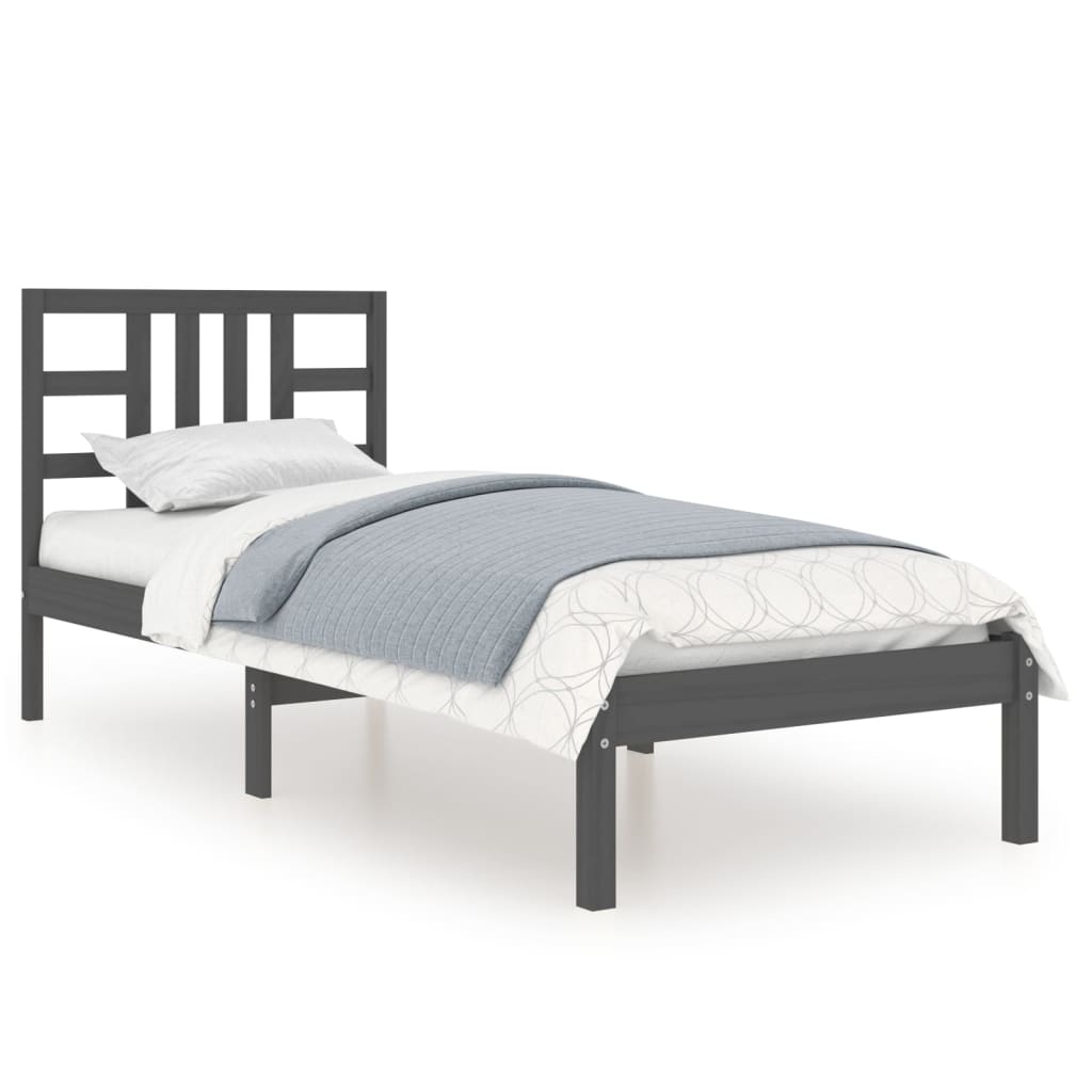 Berkfield Bed Frame Black Solid Wood 90x190 cm Single