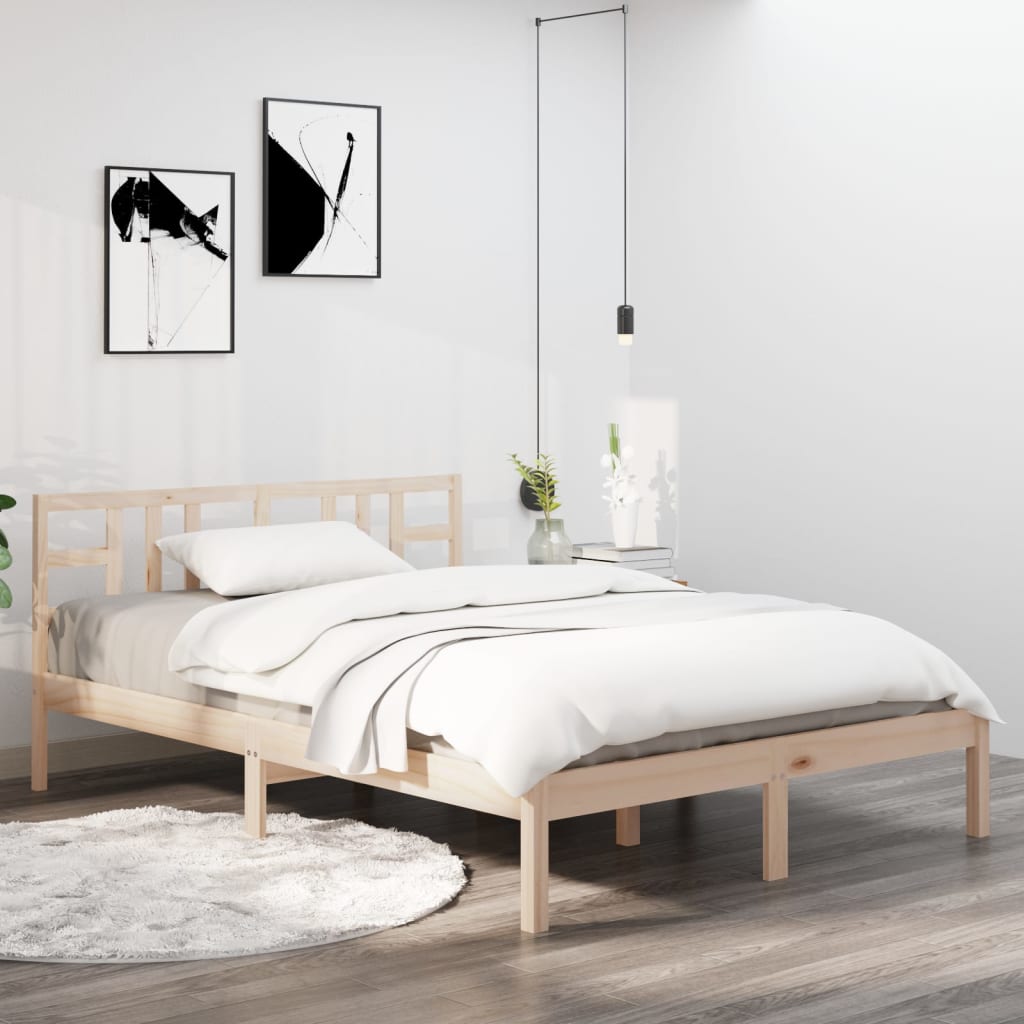 Berkfield Bed Frame Solid Wood 135x190 cm Double