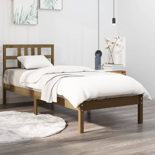 Berkfield Bed Frame Honey Brown Solid Wood 90x200 cm
