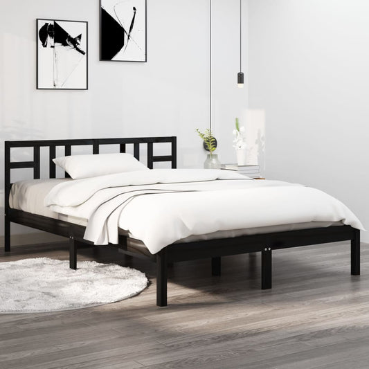 Berkfield Bed Frame Black Solid Wood 120x200 cm