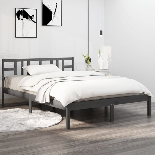 Berkfield Bed Frame Grey Solid Wood 150x200 cm King Size