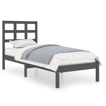Berkfield Bed Frame Grey Solid Wood 75x190 cm Small Single