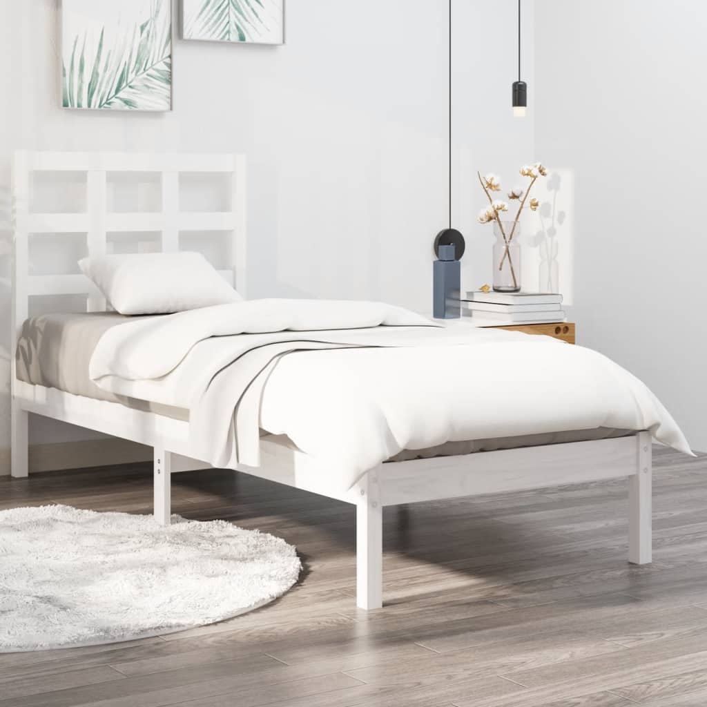 Berkfield Bed Frame White Solid Wood 90X190 cm Single