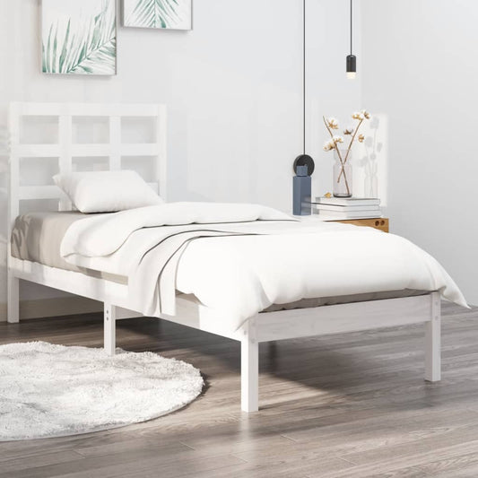 Berkfield Bed Frame White Solid Wood 90X190 cm Single