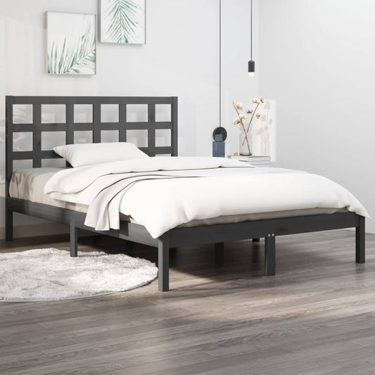 Berkfield Bed Frame Grey Solid Wood 140x190 cm