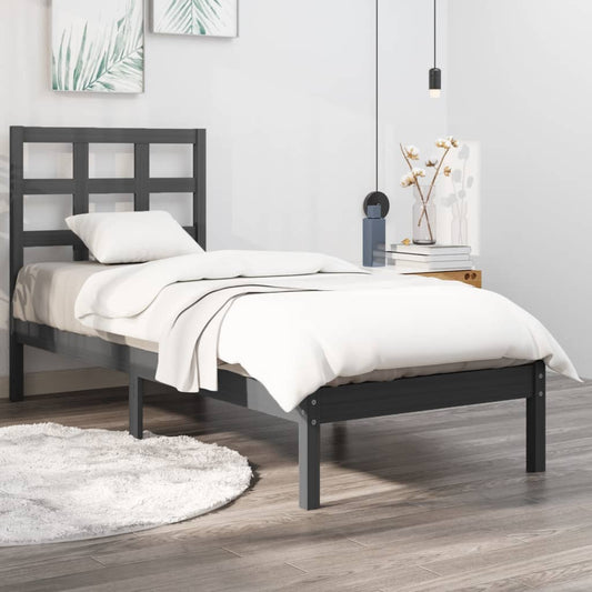 Berkfield Bed Frame Grey Solid Wood 90x200 cm