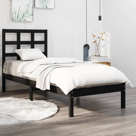 Berkfield Bed Frame Black Solid Wood 90x200 cm