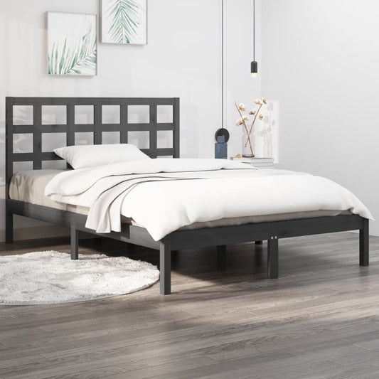 Berkfield Bed Frame Grey Solid Wood 200x200 cm