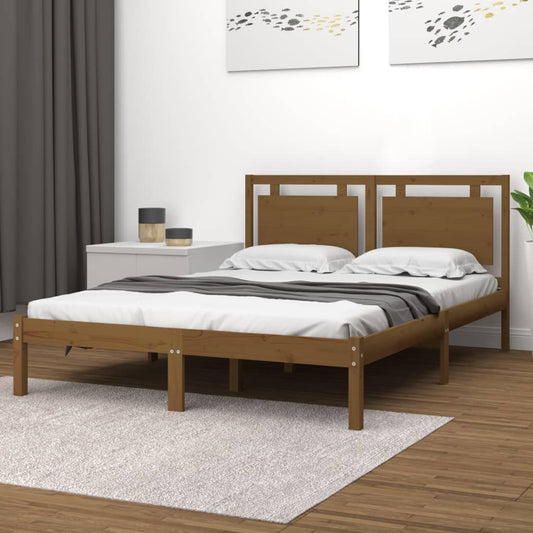 Berkfield Bed Frame Honey Brown Solid Wood 135x190 cm Double