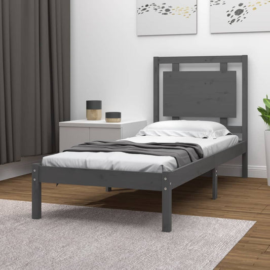 Berkfield Bed Frame Grey Solid Wood 90x200 cm