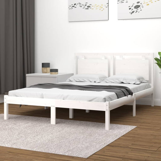 Berkfield Bed Frame White Solid Wood 180x200 cm Super King Size
