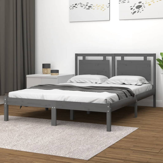 Berkfield Bed Frame Grey Solid Wood 180x200 cm Super King Size