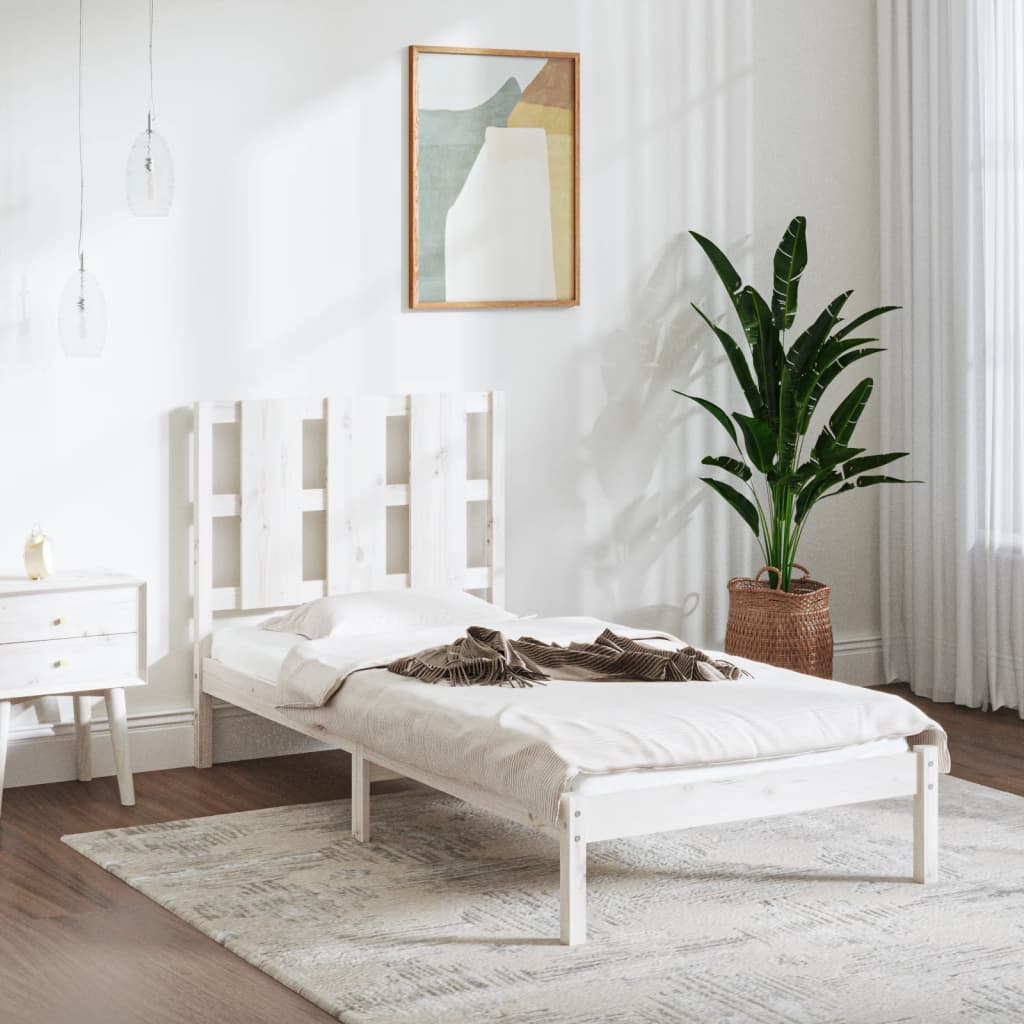 Berkfield Bed Frame White Solid Wood 90X190 cm Single