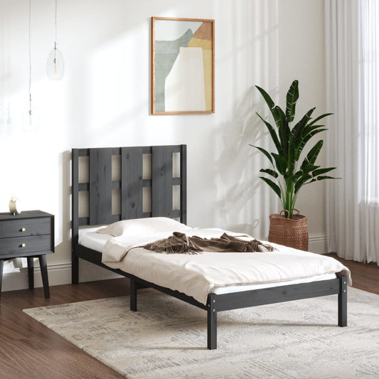 Berkfield Bed Frame Grey Solid Wood 90X190 cm Single