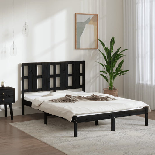 Berkfield Bed Frame Black Solid Wood 120x190 cm Small Double