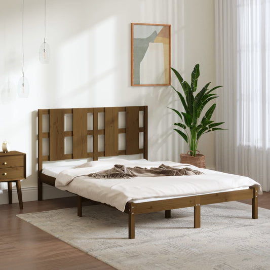 Berkfield Bed Frame Honey Brown Solid Wood Pine 140x190 cm