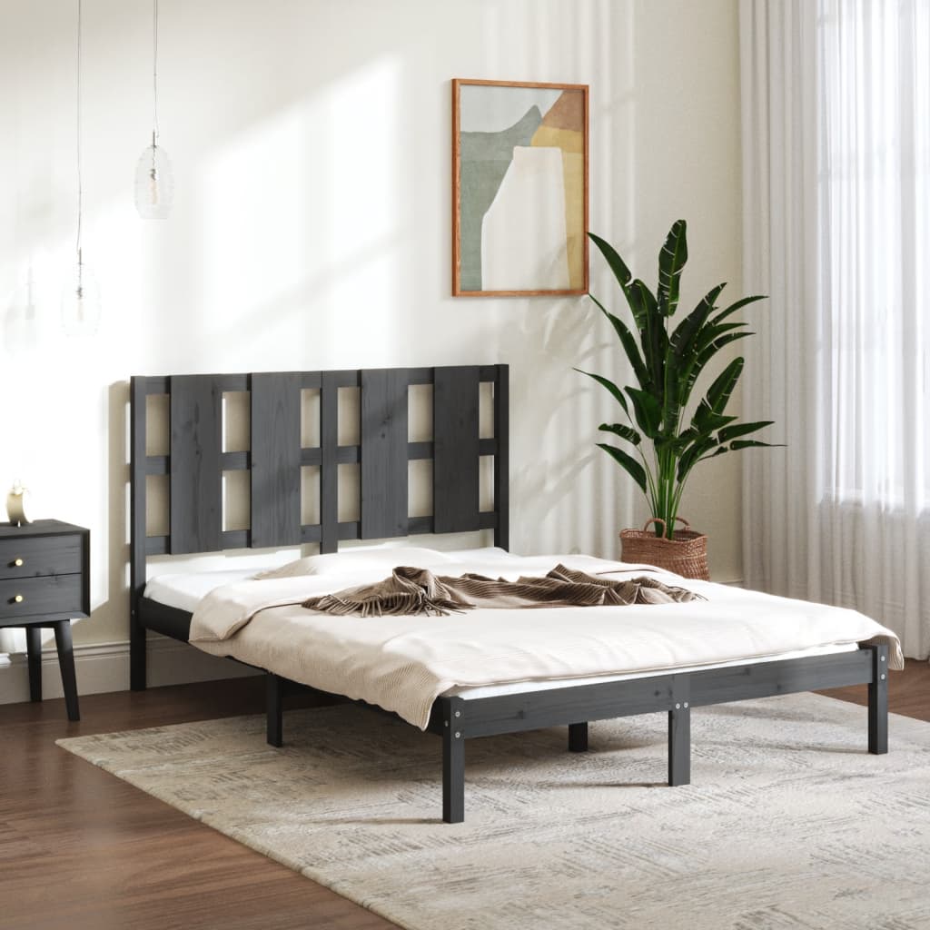 Berkfield Bed Frame Grey Solid Wood Pine 140x200 cm