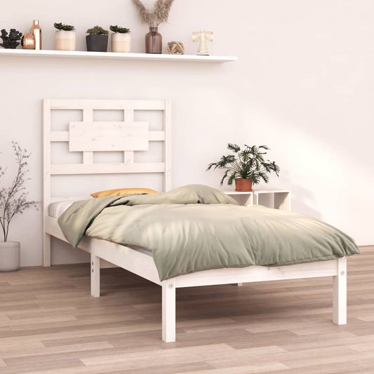 Berkfield Bed Frame White Solid Wood 75x190 cm Small Single