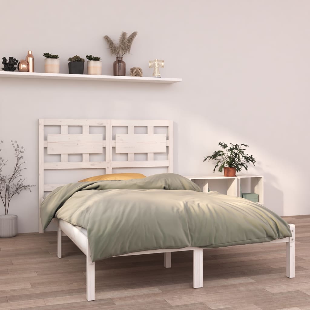 Berkfield Bed Frame White Solid Wood 120x190 cm Small Double