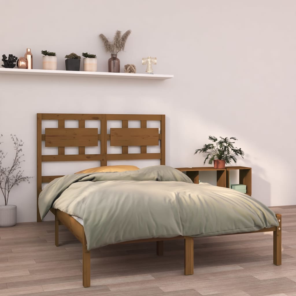 Berkfield Bed Frame Honey Brown Solid Wood 135x190 cm Double