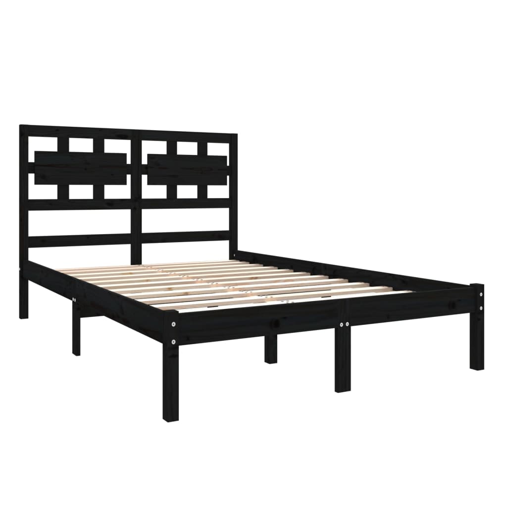 Berkfield Bed Frame Black Solid Wood 135x190 cm Double