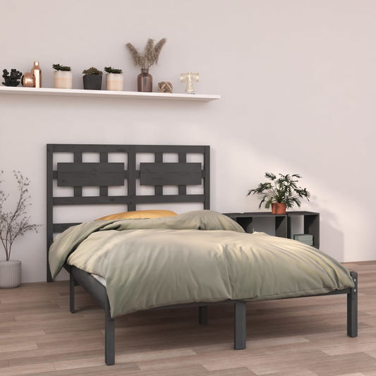 Berkfield Bed Frame Grey Solid Wood 140x190 cm
