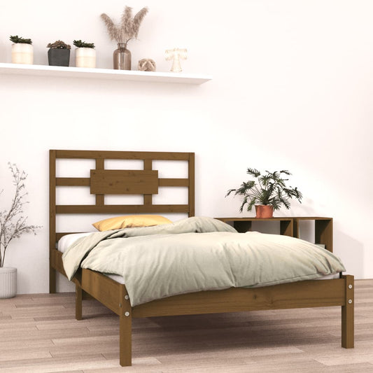 Berkfield Bed Frame Honey Brown Solid Wood 90x200 cm