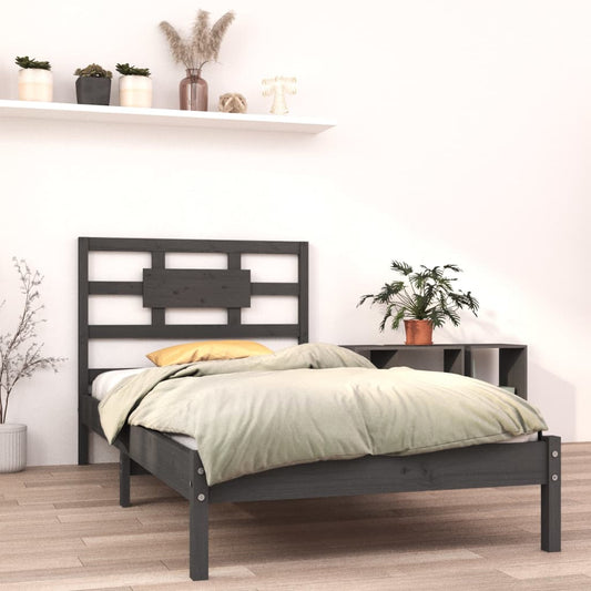 Berkfield Bed Frame Grey Solid Wood 100x200 cm