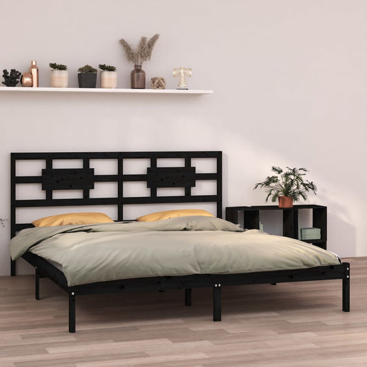 Berkfield Bed Frame Black Solid Wood 160x200 cm