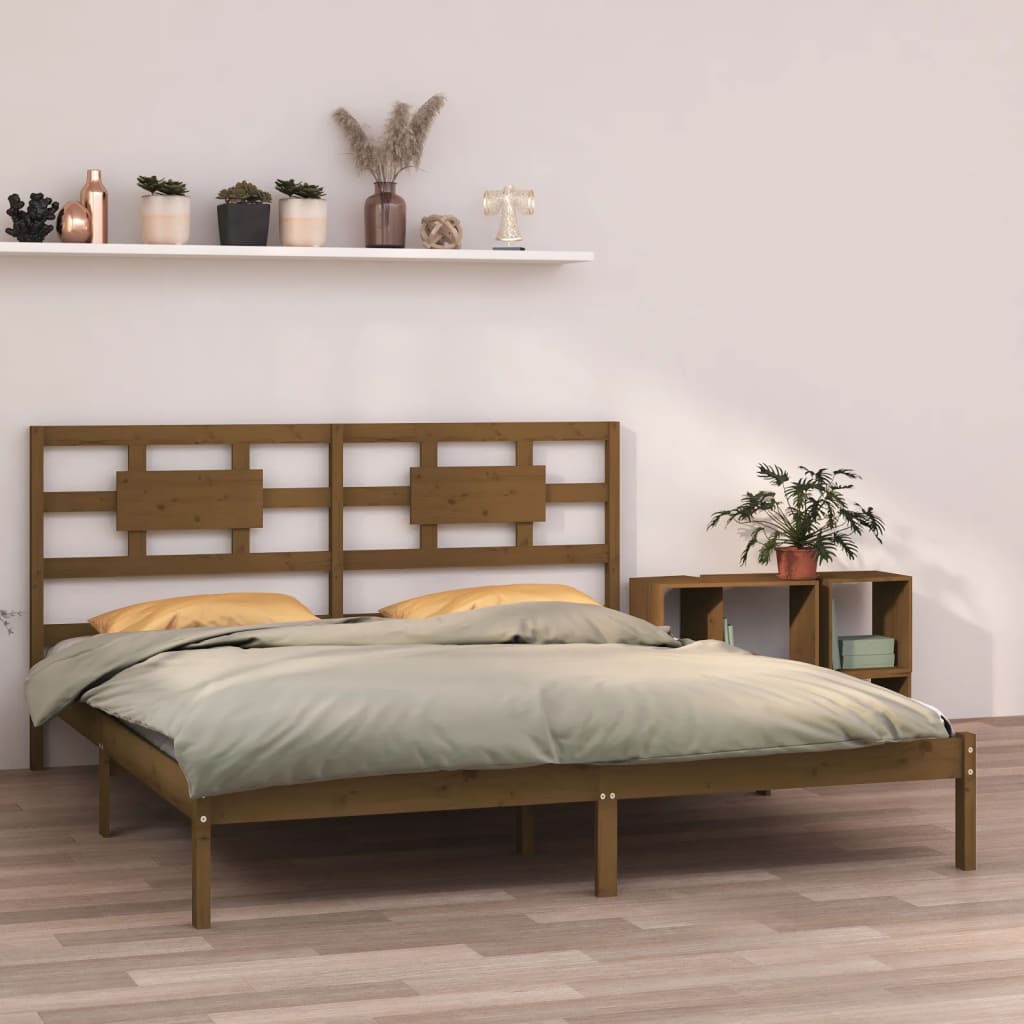 Berkfield Bed Frame Honey Brown Solid Wood 200x200 cm