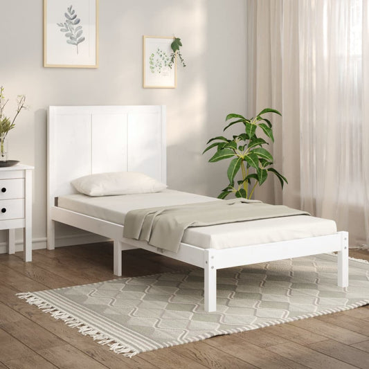 Berkfield Bed Frame White Solid Wood Pine 75x190 cm Small Single
