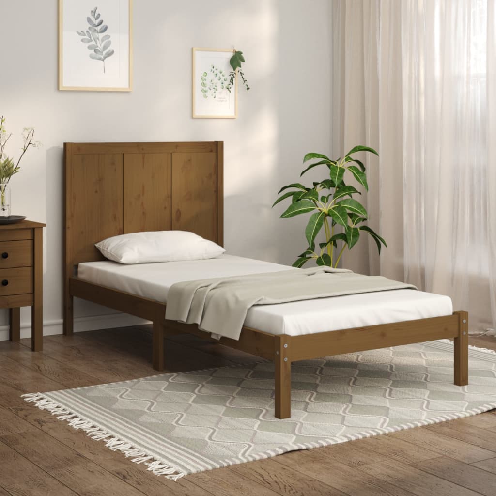 Berkfield Bed Frame Honey Brown Solid Wood Pine 90X190 cm Single