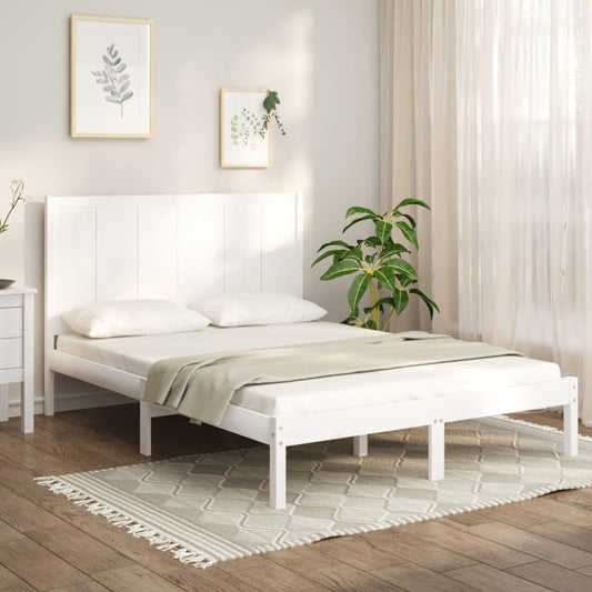 Berkfield Bed Frame White Solid Wood Pine 135x190 cm Double