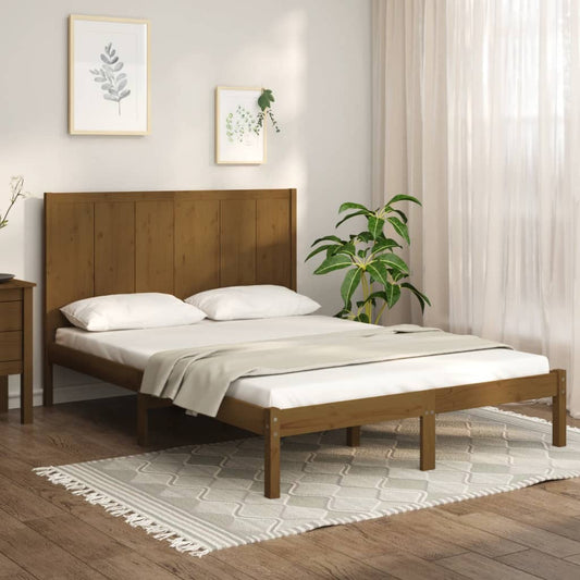 Berkfield Bed Frame Honey Brown Solid Wood Pine 140x190 cm