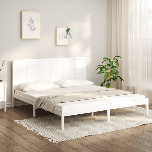 Berkfield Bed Frame White Solid Wood Pine 180x200 cm Super King Size