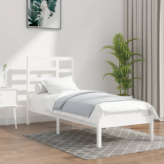 Berkfield Bed Frame White Solid Wood 90X190 cm Single