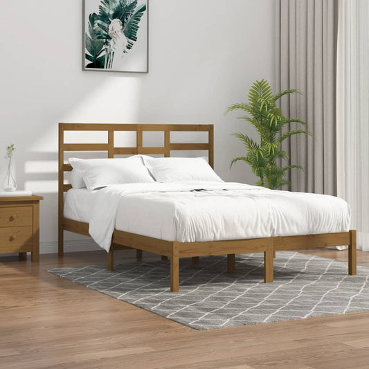 Berkfield Bed Frame Honey Brown Solid Wood 135x190 cm Double
