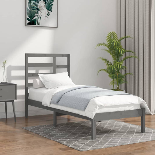 Berkfield Bed Frame Grey Solid Wood 90x200 cm