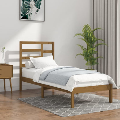 Berkfield Bed Frame Honey Brown Solid Wood 90x200 cm