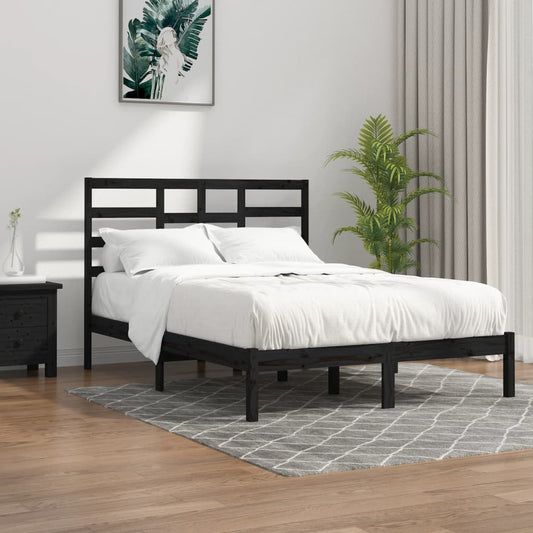 Berkfield Bed Frame Black Solid Wood 150x200 cm King Size