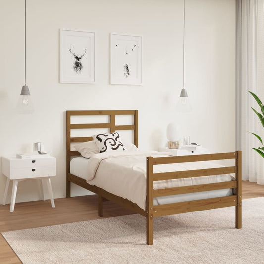 Berkfield Bed Frame Honey Brown Solid Wood 75x190 cm Small Single
