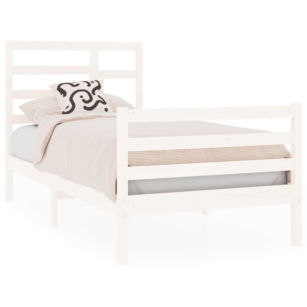 Berkfield Bed Frame White Solid Wood 90X190 cm Single