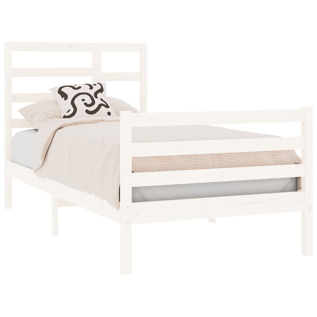 Berkfield Bed Frame White Solid Wood 90X190 cm Single