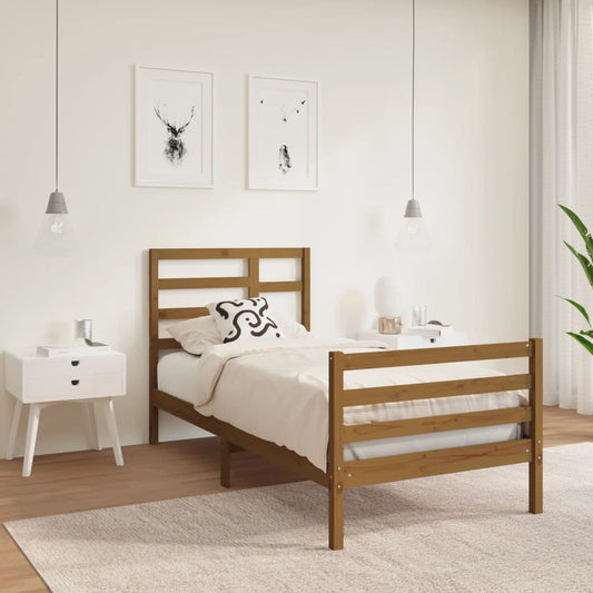 Berkfield Bed Frame Honey Brown Solid Wood 90X190 cm Single