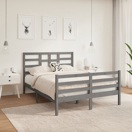 Berkfield Bed Frame Grey Solid Wood 140x190 cm